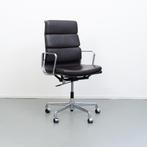 4x Vitra Eames EA219 Softpad Bureaustoel Zwart Leer - Chroom