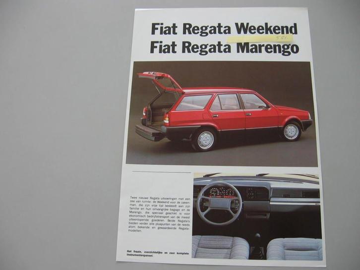 FT 581 FIAT Regata Weekend + Marengo, folder, Boeken, Auto's | Folders en Tijdschriften, Zo goed als nieuw, Overige merken, Ophalen of Verzenden