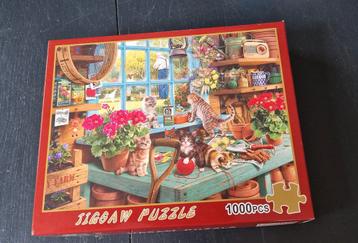Legpuzzel 1000 stukjes - Katten in de tuin beschikbaar voor biedingen