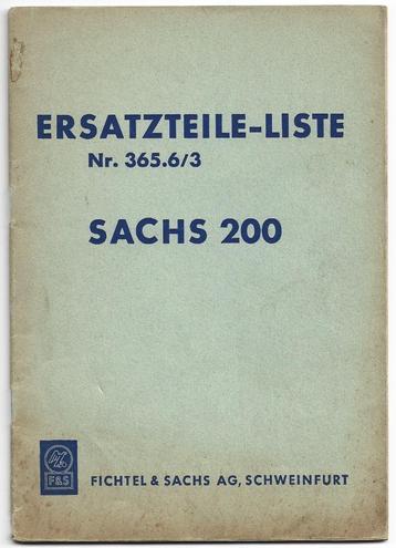 Sachs 200 Ersatzteil Liste onderdelenlijst (7218z) beschikbaar voor biedingen