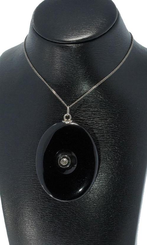 Onyx diamant antieke 14k gouden ketting hanger medaillon, Sieraden, Tassen en Uiterlijk, Antieke sieraden, Hanger, Goud, Met edelsteen