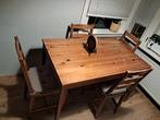 Dining table + 4 chairs with cushion, Huis en Inrichting, Tafels | Eettafels, Gebruikt, Rechthoekig, Ophalen
