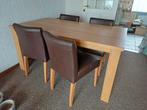 Licht eiken Eetkamertafel met 4 stoelen, Ophalen, Gebruikt, 4 tot 6 stoelen