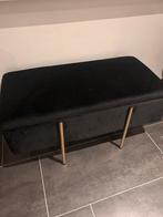 Opberg zitbankje / poef velvet zwart goud, Huis en Inrichting, Ophalen, Zo goed als nieuw, Rechthoekig, Minder dan 50 cm