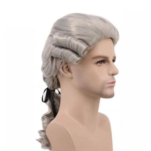 Grijze Historische Heren Pruik Rechter Advocaat, Sieraden, Tassen en Uiterlijk, Uiterlijk | Haarverzorging, Nieuw, Pruik of Haarverlenging