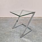 Vintage bijzettafel design glazen salontafel z table, 45 tot 60 cm, Gebruikt, Aaldertgeertsstraat 43 Olst, Vierkant