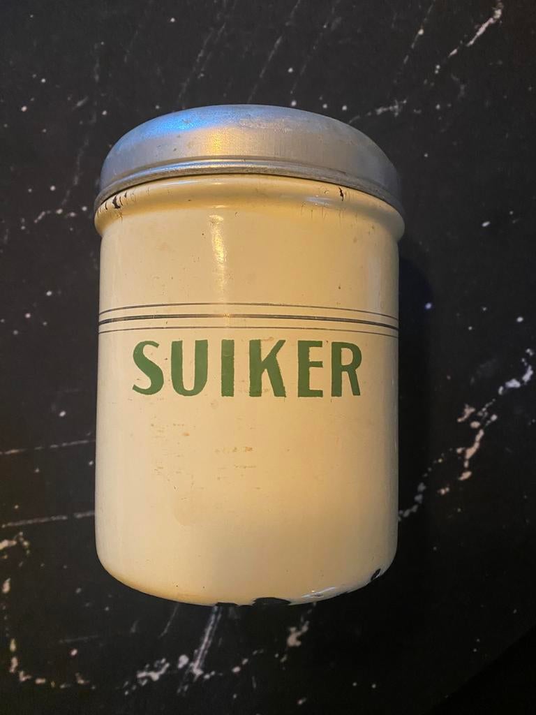 Emaille suiker blik, Ophalen of Verzenden