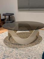 Vintage glazen salontafel - retro stijl, Huis en Inrichting, Ophalen, Gebruikt, 100 tot 150 cm, Rond