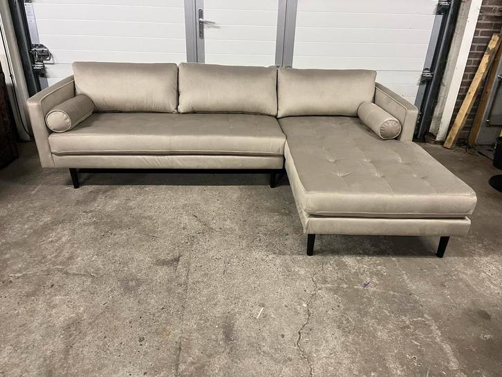 Luxe nieuwe beige stoffen hoekbank 257x170 cm, Huis en Inrichting, Banken | Bankstellen, Zo goed als nieuw, Ophalen