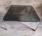Space Age salontafel / bijzettafel, jaren 70, rookglas, Huis en Inrichting, Tafels | Salontafels, Ophalen, 50 tot 100 cm, Vintage | jaren 70 | Space Age | buisframe | rookglas