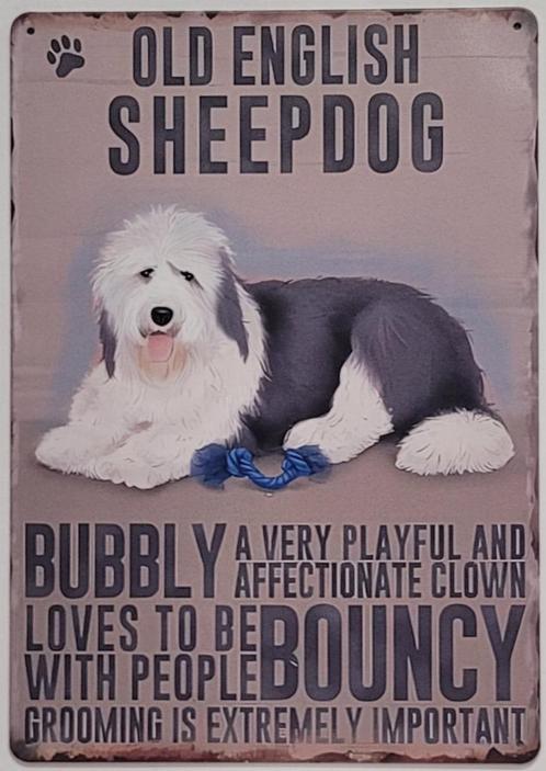 Old English Sheepdog reclamebord van metaal wandbord, Dieren en Toebehoren, Honden-accessoires, Nieuw, Ophalen of Verzenden