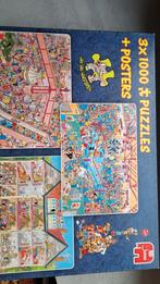 Jan van Haasteren 3x1000 Puzzels + Posters, Hobby en Vrije tijd, Ophalen, 500 t/m 1500 stukjes, Zo goed als nieuw, Legpuzzel