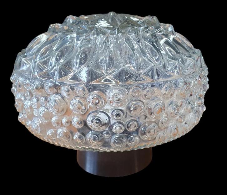 13737 vintage glazen plafonniere plafondlamp lamp plafonier, Huis en Inrichting, Lampen | Plafondlampen, Gebruikt, Glas, Ophalen of Verzenden