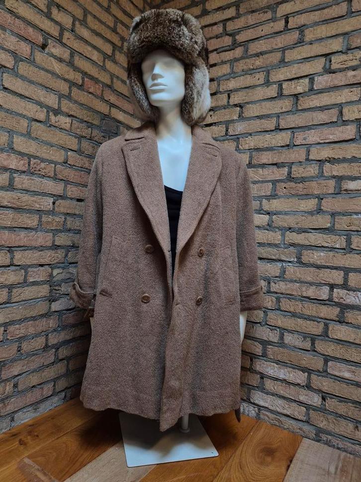 Vintage Mohair Wol stijlvolle Herenjas Tijdloze Klasse!, Kleding | Heren, Jassen | Winter, Zo goed als nieuw, Maat 52/54 (L), Beige