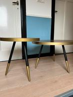 Salon-/ bijzettafels Walnoot Messing, Minder dan 45 cm, Gebruikt, Metaal of Aluminium, Rond