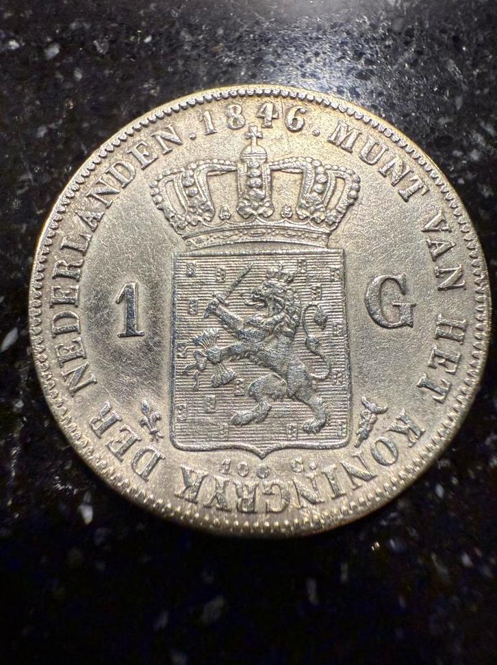Koning Willem 2 1846 lelie, Postzegels en Munten, Munten | Nederland, 1 gulden, Koning Willem II, Zilver, Ophalen of Verzenden