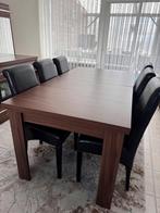 Eettafel met 6 stoelen, Ophalen, Zo goed als nieuw, Rechthoekig, 50 tot 100 cm
