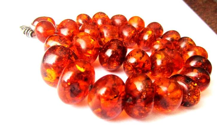 Prachtige Barnsteen Amber ketting, collier zilver 62 gr, Sieraden, Tassen en Uiterlijk, Antieke sieraden, Ketting, Zilver, Met edelsteen