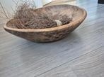 Houten schaal met gedroogde toef, Ophalen, Rond, Hout