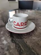 Zeldzame Carré koffiekop met schoteltje, Verzamelen, Porselein, Kristal en Bestek, Kop en/of schotel, Gebruikt, Ophalen of Verzenden
