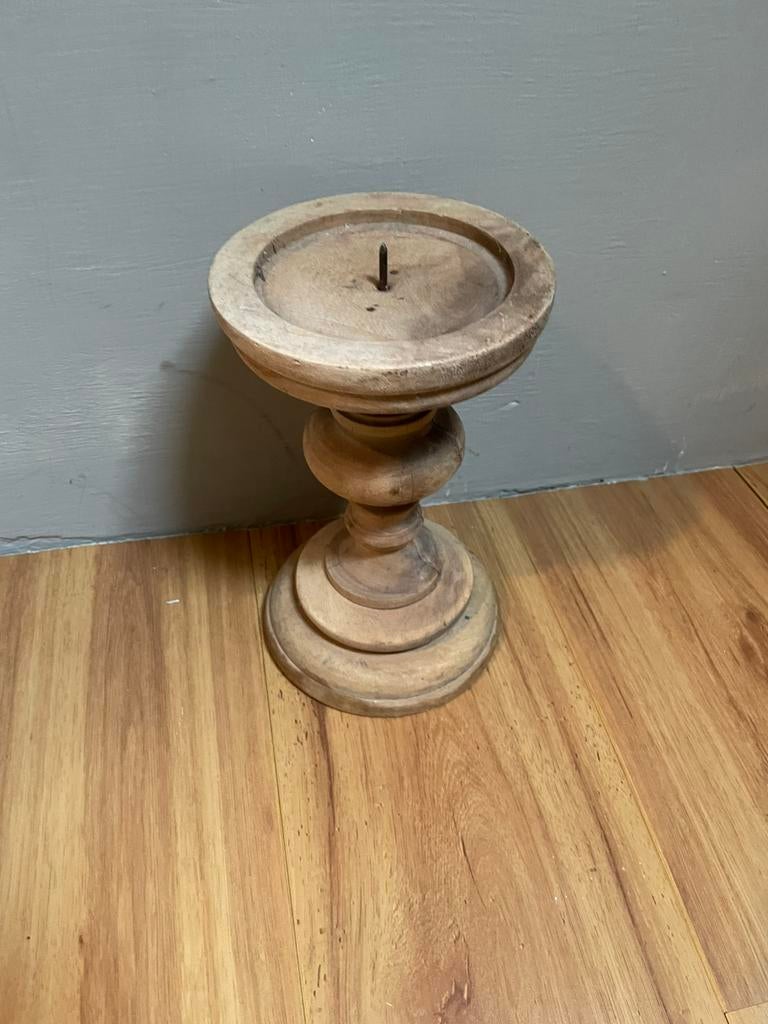 Houten robuuste kandelaar, Ophalen of Verzenden, Zo goed als nieuw