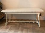 Wit bankje, stof en hout, Huis en Inrichting, Krukjes, Ophalen, Zo goed als nieuw, Hout