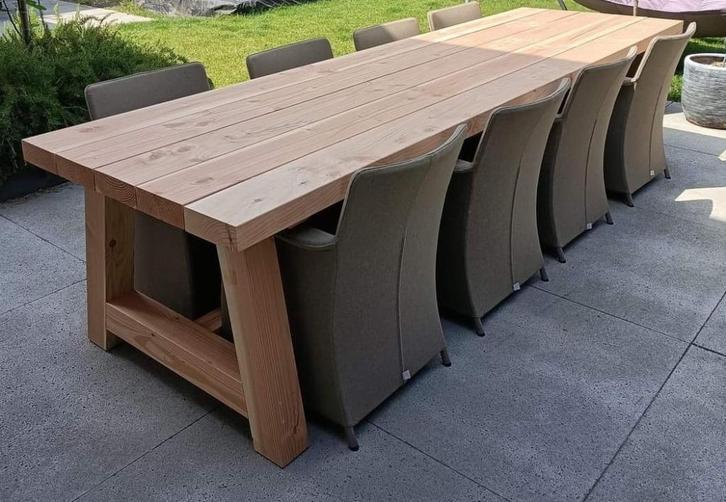 Op voorraad €660,- Grote douglas tuintafel a poten 340x97x76, Tuin en Terras, Tuintafels, Nieuw, Rechthoekig, Hout, Ophalen of Verzenden