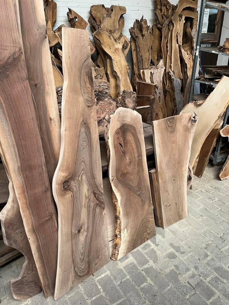 Unieke wastafelbladen uit voorraad leverbaar eik iep noten, Ophalen, Overige typen, Nieuw, Minder dan 100 cm