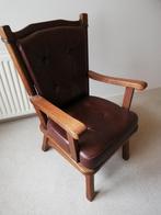 Fauteuil eiken leer als nieuw, Huis en Inrichting, Fauteuils, Nieuw, Leer, Ophalen