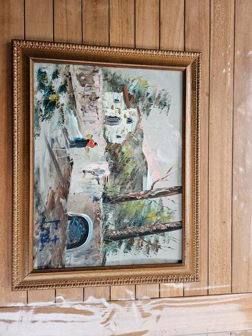 Schilderij - Landschap met bomen, Antiek en Kunst, Kunst | Schilderijen | Klassiek, Ophalen of Verzenden