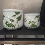 2 handgem. Portugese potten barbotine anthurium kleine makke, Rond, Ophalen of Verzenden, Zo goed als nieuw, Minder dan 25 cm