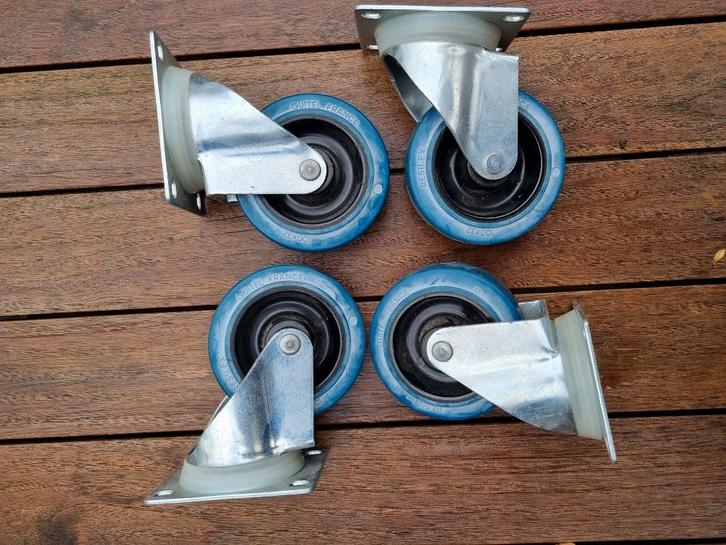 Guitel zwenkwiel rubber blauw, Doe-het-zelf en Verbouw, Zwenkwielen, Nieuw, Ophalen of Verzenden