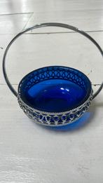 Brocant blauw glas bonbon schaaltje, Antiek en Kunst, Ophalen of Verzenden