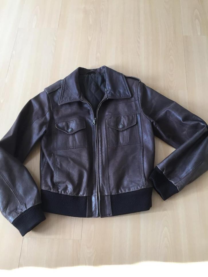 Vintage Bruin Leren Jas, Kleding | Dames, Jassen | Winter, Gedragen, Maat 38/40 (M), Bruin, Ophalen of Verzenden