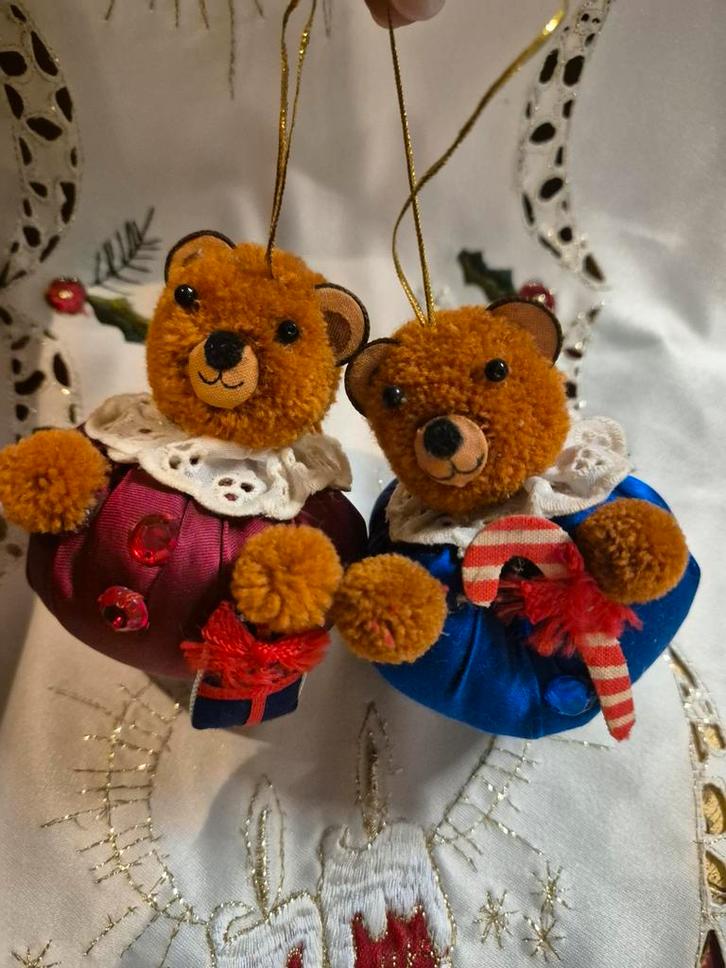 Vintage Kerstboom Ornamenten - Teddyberen, Verzamelen, Beren en Cherished Teddies, Gebruikt, Beeldje, Overige merken, Ophalen of Verzenden
