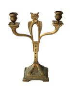 Antieke koperen kandelaar met uil, Antiek en Kunst, Antiek | Koper en Brons, Ophalen of Verzenden