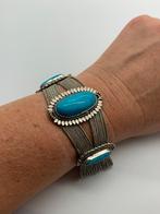 Z100 Prachtige vintage zilveren armband turkoois, Ophalen of Verzenden, Zo goed als nieuw, X, Zilver