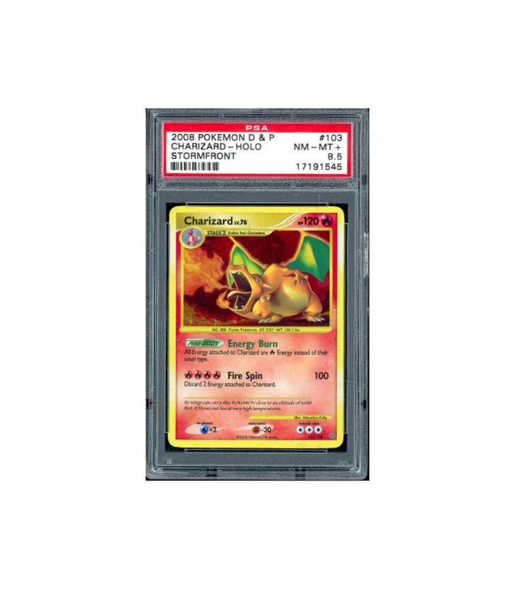 Pokemon Charizard Lv.76 Stormfront #103 PSA 8.5 - Big Swirl, Hobby en Vrije tijd, Verzamelkaartspellen | Pokémon, Zo goed als nieuw