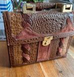 Vintage slangen lederen dames tas, meerdere vakken Italiaans, Sieraden, Tassen en Uiterlijk, Tassen | Damestassen, Ophalen of Verzenden