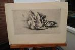 Stilleven ets 1959 gesigneerd Lucase de Smeele??, Antiek en Kunst, Ophalen of Verzenden