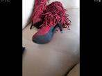 Bordeauxrode laarzen met franje mt 41, Ophalen of Verzenden, Hoge laarzen, Zo goed als nieuw, Rood