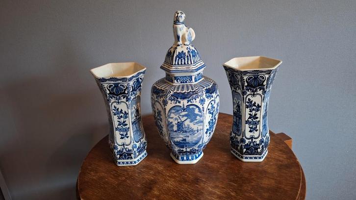 Delfts Blauw Vaas Set Royal Sphinx, Antiek en Kunst, Antiek | Vazen, Ophalen