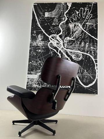 Design loungefauteuil met ottoman kersenhout echt leer beschikbaar voor biedingen