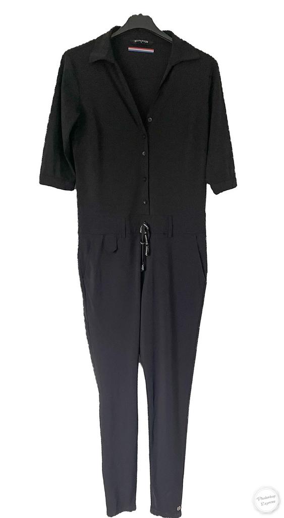 Mooie travelstof jumpsuit van My Pashion S, 0597-674771, Zwart, My Pashion B.V., Ophalen of Verzenden