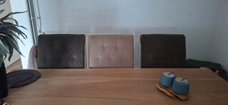 Velours eetkamerstoelen 6 stuks, Huis en Inrichting, Stoelen, Zo goed als nieuw, Vijf, Zes of meer stoelen, Stof, Overige kleuren