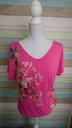Top: Roze, gebloemde top – Yessica, maat L, Maat 38/40 (M), Ophalen of Verzenden, Zo goed als nieuw, Korte mouw
