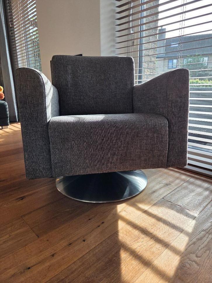 Draaistoel Silencio, antraciet bekleed, metalen poot, Huis en Inrichting, Stoelen, Zo goed als nieuw, Eén, Metaal, Stof, Grijs
