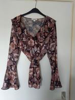 Damesblouse met overslag en ruches, Kleding | Dames, Blouses en Tunieken, Bruin, Linea Testini, Maat 42/44 (L), Ophalen of Verzenden