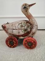 Vintage. houten eend op wielen, Antiek en Kunst, Curiosa en Brocante, Ophalen of Verzenden