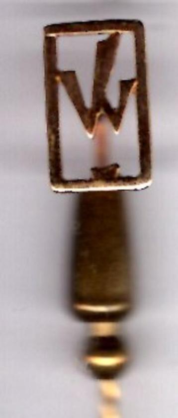 W Koper Goud??? met eikenblad achterop speldje 2 gr( Z_184a) beschikbaar voor biedingen